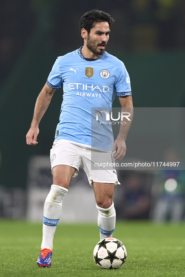 Ilkay Gundogan of Manchester City is in action during the UEFA Champions League match between Sporting CP and Manchester City at Jose Alvala...