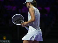 RIYADH, SAUDI ARABIA - NOVEMBER 05: Iga Swiatek of Poland during her match against Coco Gauff of USA, on day 4 of the 2024 WTA Finals, part...