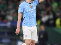 Erling Haaland of Manchester City shows appreciation to the fans after the UEFA Champions League match between Sporting CP and Manchester Ci...