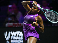 RIYADH, SAUDI ARABIA - NOVEMBER 05: Coco Gauff of USA during her match against Iga Swiatek of Poland, on day 4 of the 2024 WTA Finals, part...