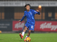 Kiano Dyer (33 Chelsea) passes the ball during the EFL Trophy match between Cambridge United and Chelsea Under 21s at the Cledara Abbey Stad...