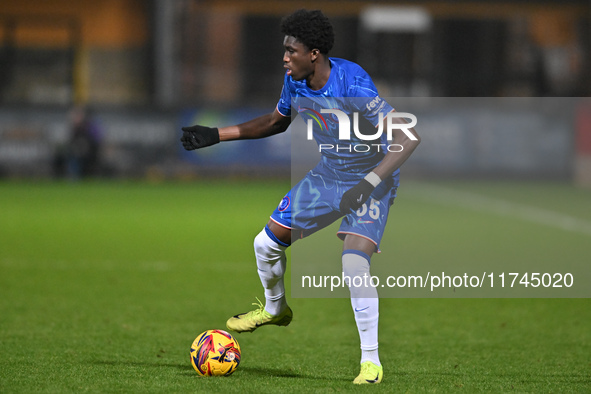 Ato Ampah (55 Chelsea) controls the ball during the EFL Trophy match between Cambridge United and Chelsea Under 21s at the Cledara Abbey Sta...