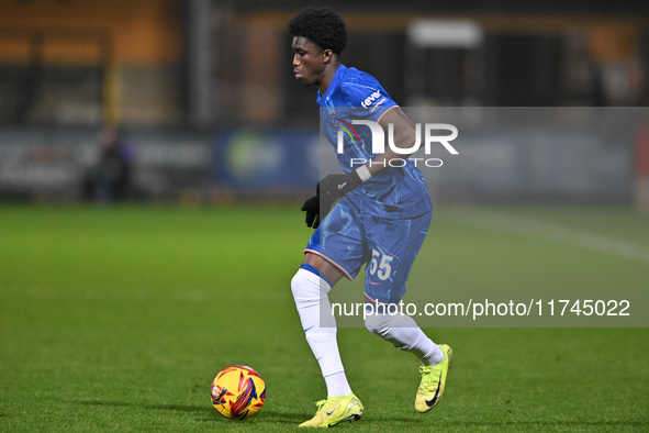 Ato Ampah (55 Chelsea) goes forward during the EFL Trophy match between Cambridge United and Chelsea Under 21s at the Cledara Abbey Stadium...