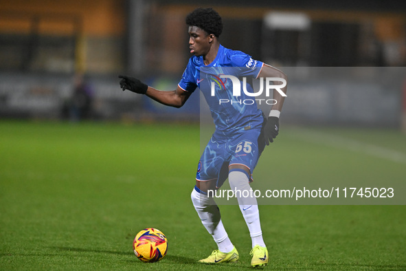 Ato Ampah (55 Chelsea) plays during the EFL Trophy match between Cambridge United and Chelsea Under 21s at the Cledara Abbey Stadium in Camb...