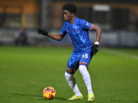 Ato Ampah (55 Chelsea) plays during the EFL Trophy match between Cambridge United and Chelsea Under 21s at the Cledara Abbey Stadium in Camb...