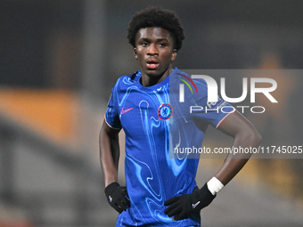 Ato Ampah (55 Chelsea) looks on during the EFL Trophy match between Cambridge United and Chelsea Under 21s at the Cledara Abbey Stadium in C...