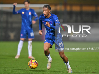 Ishe Samuels Smith (62 Chelsea) goes forward during the EFL Trophy match between Cambridge United and Chelsea Under 21s at the Cledara Abbey...