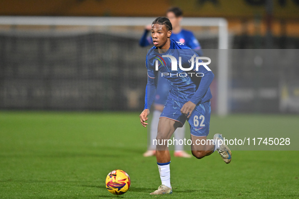 Ishe Samuels Smith (62 Chelsea) goes forward during the EFL Trophy match between Cambridge United and Chelsea Under 21s at the Cledara Abbey...