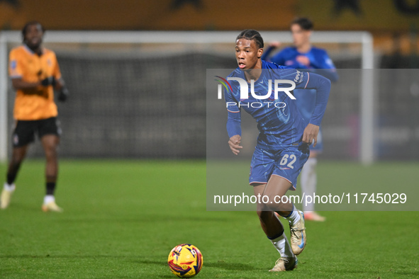 Ishe Samuels Smith (62 Chelsea) goes forward during the EFL Trophy match between Cambridge United and Chelsea Under 21s at the Cledara Abbey...