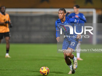 Ishe Samuels Smith (62 Chelsea) goes forward during the EFL Trophy match between Cambridge United and Chelsea Under 21s at the Cledara Abbey...