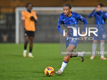 Ishe Samuels Smith (62 Chelsea) controls the ball during the EFL Trophy match between Cambridge United and Chelsea Under 21s at the Cledara...