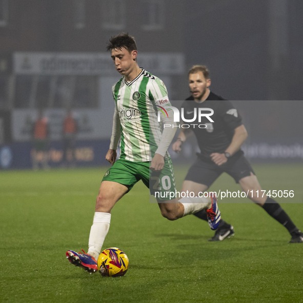 Beryly Lubala #30 of Wycombe Wanderers F.C. is in action during the Sky Bet League 1 match between Stockport County and Wycombe Wanderers at...