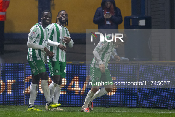 During the Sky Bet League 1 match between Stockport County and Wycombe Wanderers at Edgeley Park Stadium in Stockport, England, on November...