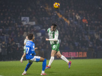 Cameron Humphreys #20 of Wycombe Wanderers F.C. heads the ball during the Sky Bet League 1 match between Stockport County and Wycombe Wander...