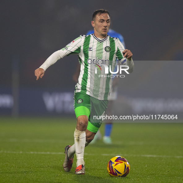 Josh Scowen, number 4 of Wycombe Wanderers F.C., participates in the Sky Bet League 1 match between Stockport County and Wycombe Wanderers a...