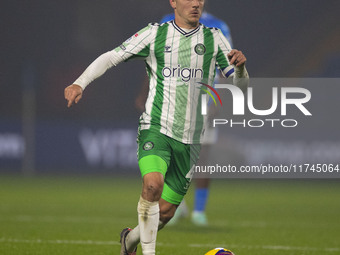 Josh Scowen, number 4 of Wycombe Wanderers F.C., participates in the Sky Bet League 1 match between Stockport County and Wycombe Wanderers a...