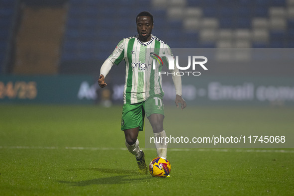 Daniel Udoh #11 of Wycombe Wanderers F.C. is in action during the Sky Bet League 1 match between Stockport County and Wycombe Wanderers at t...