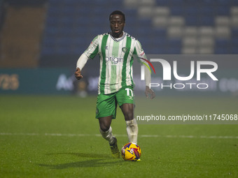 Daniel Udoh #11 of Wycombe Wanderers F.C. is in action during the Sky Bet League 1 match between Stockport County and Wycombe Wanderers at t...