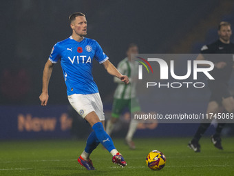 Fraser Horsfall #6 of Stockport County F.C. participates in the Sky Bet League 1 match between Stockport County and Wycombe Wanderers at the...