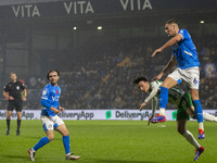 Fraser Horsfall #6 of Stockport County F.C. clears the area during the Sky Bet League 1 match between Stockport County and Wycombe Wanderers...