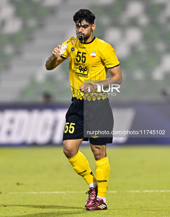 Amin Hazbavi of Asepahan SC celebrates after scoring a goal during the AFC Champions League Two Group A football match between United Arab E...