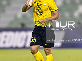 Amin Hazbavi of Asepahan SC celebrates after scoring a goal during the AFC Champions League Two Group A football match between United Arab E...