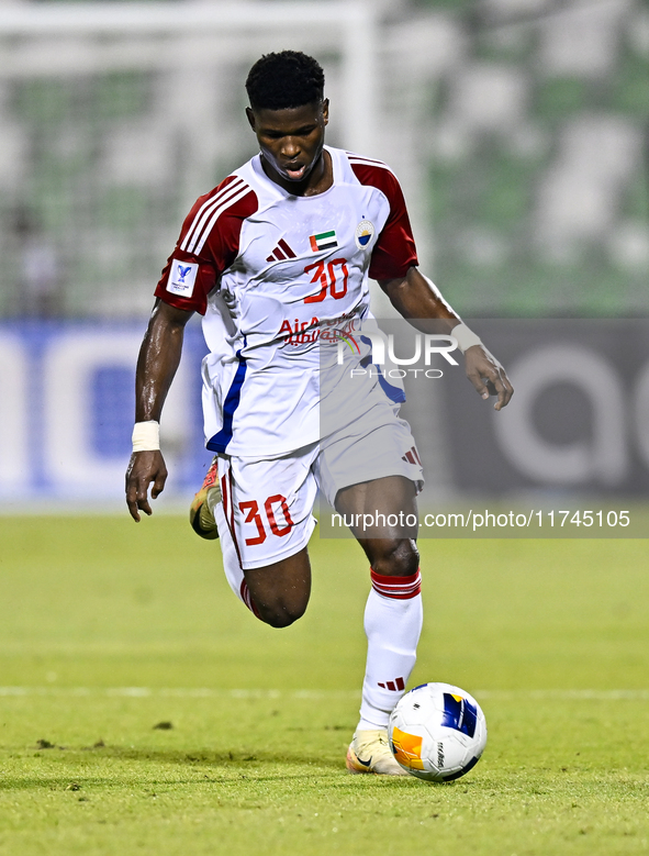 Ousmane Camara of Sharjah FC plays in the AFC Champions League Two Group A football match between United Arab Emirates' Sharjah FC and Iran'...