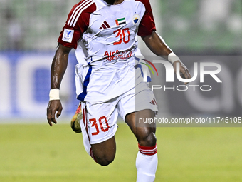 Ousmane Camara of Sharjah FC plays in the AFC Champions League Two Group A football match between United Arab Emirates' Sharjah FC and Iran'...