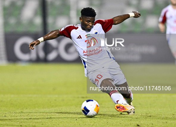 Ousmane Camara of Sharjah FC plays in the AFC Champions League Two Group A football match between United Arab Emirates' Sharjah FC and Iran'...