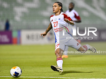 Guilherme Cunha of Sharjah FC plays in the AFC Champions League Two Group A football match between United Arab Emirates' Sharjah FC and Iran...