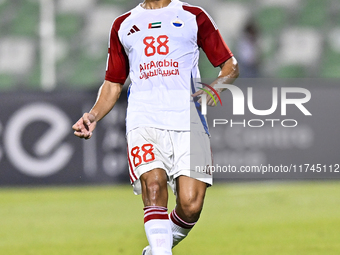 Majed Hassan Alahmadi of Sharjah FC plays in the AFC Champions League Two Group A football match between United Arab Emirates' Sharjah FC an...