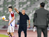 Sharjah FC head coach Aurelian Olaroiu reacts during the AFC Champions League Group A football match between United Arab Emirates' Sharjah F...