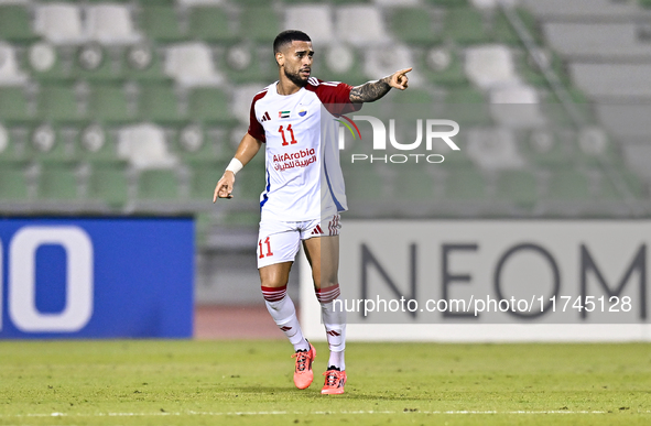 Luan Pereira of Sharjah FC celebrates after scoring a goal during the AFC Champions League Two Group A football match between United Arab Em...