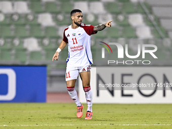 Luan Pereira of Sharjah FC celebrates after scoring a goal during the AFC Champions League Two Group A football match between United Arab Em...