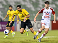 Mehdi Mohebi of Asepahan SC battles for the ball with David Petrovic of Sharjah FC during the AFC Champions League Two Group A football matc...