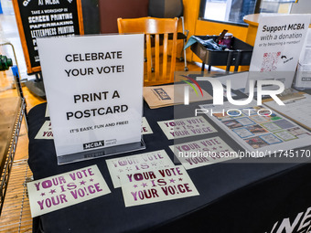 Letterpress printed postcards are available at the Minnesota Center for Book Arts for voters to take after casting their ballot on Election...