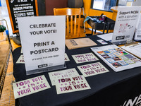 Letterpress printed postcards are available at the Minnesota Center for Book Arts for voters to take after casting their ballot on Election...