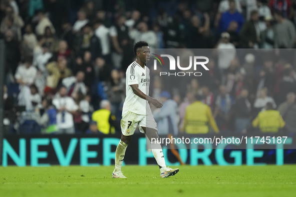 Vinicius Junior left winger of Real Madrid and Brazil after lossing the UEFA Champions League 2024/25 League Phase MD4 match between Real Ma...