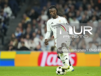 Eduardo Camavinga central midfield of Real Madrid and France during the UEFA Champions League 2024/25 League Phase MD4 match between Real Ma...