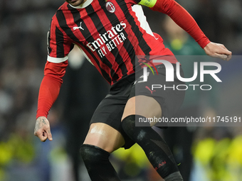 Theo Hernandez left-back of AC Milan and France during the UEFA Champions League 2024/25 League Phase MD4 match between Real Madrid C.F. and...