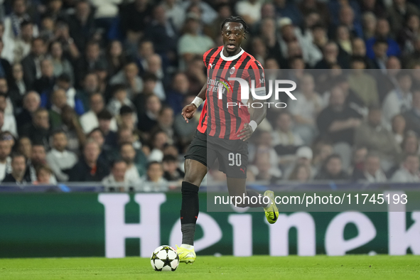 Tammy Abraham centre-forward of AC Milan and England in action during the UEFA Champions League 2024/25 League Phase MD4 match between Real...