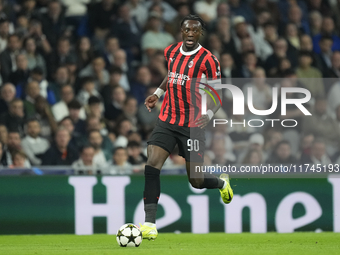 Tammy Abraham centre-forward of AC Milan and England in action during the UEFA Champions League 2024/25 League Phase MD4 match between Real...