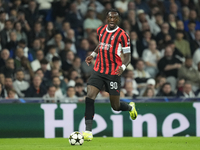 Tammy Abraham centre-forward of AC Milan and England in action during the UEFA Champions League 2024/25 League Phase MD4 match between Real...