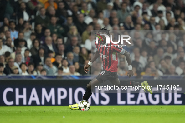 Tammy Abraham centre-forward of AC Milan and England in action during the UEFA Champions League 2024/25 League Phase MD4 match between Real...