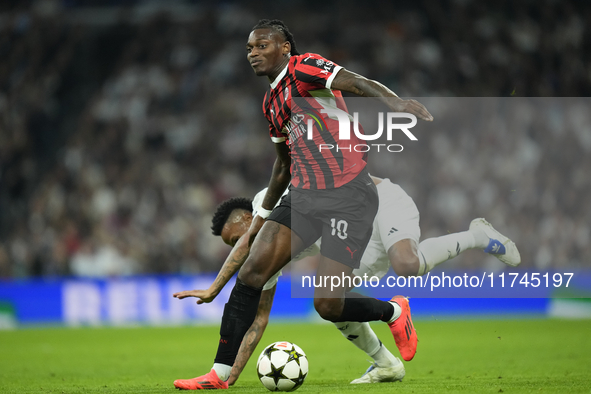 Rafael Leao left winger of AC Milan and Portugal during the UEFA Champions League 2024/25 League Phase MD4 match between Real Madrid C.F. an...