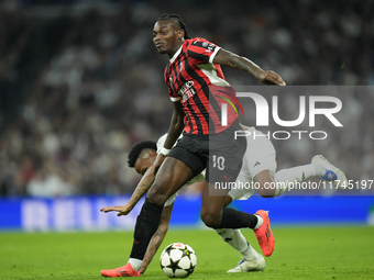 Rafael Leao left winger of AC Milan and Portugal during the UEFA Champions League 2024/25 League Phase MD4 match between Real Madrid C.F. an...