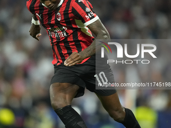 Rafael Leao left winger of AC Milan and Portugal during the UEFA Champions League 2024/25 League Phase MD4 match between Real Madrid C.F. an...