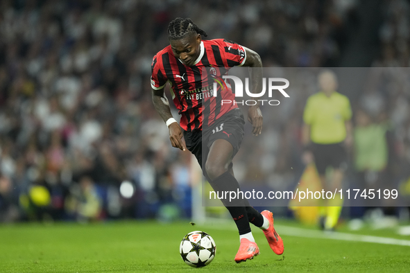 Rafael Leao left winger of AC Milan and Portugal during the UEFA Champions League 2024/25 League Phase MD4 match between Real Madrid C.F. an...