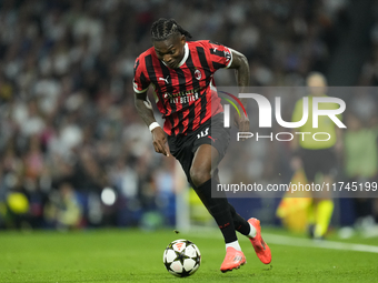 Rafael Leao left winger of AC Milan and Portugal during the UEFA Champions League 2024/25 League Phase MD4 match between Real Madrid C.F. an...