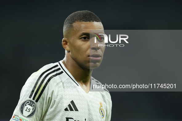 Kylian Mbappe centre-forward of Real Madrid and France during the UEFA Champions League 2024/25 League Phase MD4 match between Real Madrid C...